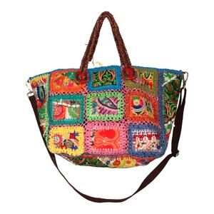 Imayin Bolso Jaffna Embroidered Patchwork Handle Crossbody Tote Colorful NWT